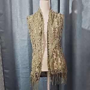 Ryu Olive Green Lace Scarf Wrap